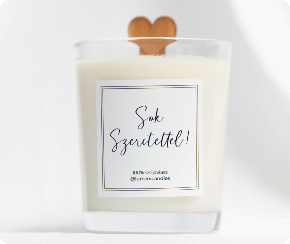sok szeretettel gyertya szív alakú fa kanóccal